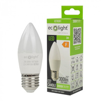 LED žárovka svíčka B37 E27 3W 270lm 3000K teplá bílá Ecolight