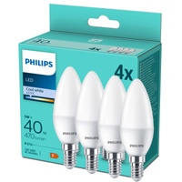 4x LED žárovka E14 B35 4,9W = 40W 470lm 4000K Neutral Milk PHILIPS