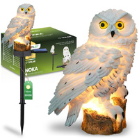 Solární LED lampa sloupek sova, IP44 3000K NOKA LUMILED