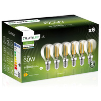 6x Žárovka LED Kulka P45, E14 7W = 60W 806lm 4000K Neutralní bílá 360° Filament LUMILED