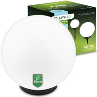 LED solární zahradní lampa se zapichovacím hrotem – Bílá koule ATRIS 30 cm LUMILED