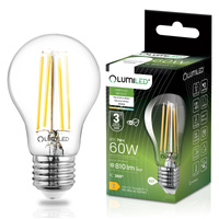 LED žárovka E27 A60 7W = 60W 806lm 3000K Warm 360° FILAMENT LUMILED