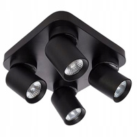 TIMO Stropní nástěnná lampa Nástěnná lampa Reflektor Pohyblivé halogenové svítidlo 4xGU10 Black Square LVT