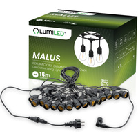 Venkovní řetěz 15m, 15x E27 MALUS LUMILED
