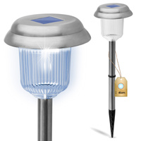 LED SOLAR zahradní lampa. chrom. 6000K. Studená bílá. 41cm