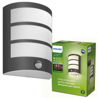 Zahradní lampa LED nástěnná lampa PYTHON IR myGarden 6W 4000K IP44 s pohybovým a soumrakovým senzorem černá PHILIPS