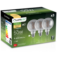 3x LED žárovka E27 Sphere G95 6W = 50W Dekorativní 360° LUMILED