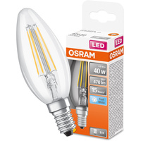 E14 B35 CL LED žárovka 4W = 40W 470lm 4000K Neutrální bila 300° vlákno OSRAM STAR
