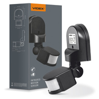Venkovní světelný senzor pohybu a soumraku 1200W černý IP44 VL-SPW2B Videx