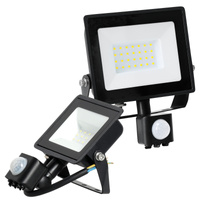 Venkovní zahradní LED reflektor 30W 2505lm 6500K Cold 120° se senzorem pohybu IP44 IK05 Black MHC Kobi