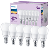 Sada 6x LED kulové žárovky E14 P45 4,9W = 40W 470lm 2700K Teplá PHILIPS