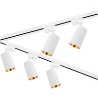 Osvětlovací lišta 3m + 5x reflektor lištový, GU10 Bílý Zlatý SAGI + Spojka L LUMILED