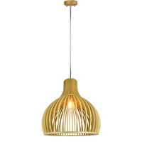 Závěsné svítidlo E27 Dřevěné stínidlo s chromovanou povrchovou úpravou kulaté 35x45cm VT-3450 V-TAC