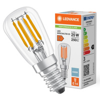 LED žárovka T26 E14 2,8W = 25W 250lm 6500K studená bílá FILAMENT LEDVANCE