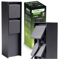 IBERI Venkovní stojící zahradní stožár 230V 2x zásuvka IP65 LUMILED