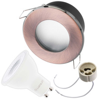 HALOGEN Hermetická sada koupelnových svítidel AQUS Copper IP44 + LED GU10 36° 6W 6500K Lumiled
