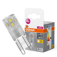 5x LED žárovka s paticí G9 1,9W = 20W 200lm 2700K Warm 300° BASE Osram