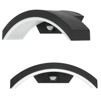 Venkovní nástěnné svítidlo LED 10W 700lm 4000K Neutrální se senzorem pohybu a soumraku IP54 Černá Ome Kobi