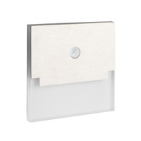 Schodišťové světlo LED 0,8W 13lm 3000K 12V teplé čtvercové pohybové a soumrakové čidlo stříbrné Sabik Kanlux