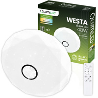 LED stropní plafon WESTA 48W CCT bílý kulatý 40cm + PILOT LUMILED