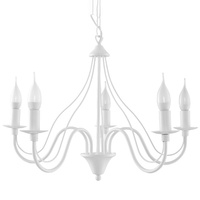 MINERWA Závěsné stropní svítidlo 5xE14 Tradiční lustr bílý SOLLUX