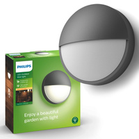 Zahradní lampa LED nástěnná lampa CAPRICORN 6W 2700K IP44 kulatá antracitová PHILIPS