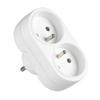 Rozdělovač elektrické sítě dvojitý 2x 2P+0 Zloděj 2 zásuvky s uzemněním VAYOX