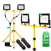 LED reflektor ZUNA2 Halogenová lampa 2x 30W 6500K na stojanu + kabel + hermetický konektor LUMILED