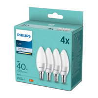4x LED žárovka E14 B35 4,9W = 40W 470lm 4000K Neutral Milk PHILIPS