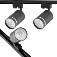 Sada osvětlovacích kolejnic 1m kolejnice + 2x GU10 černá LED kolejnice bodové světlo s ozdobným kroužkem