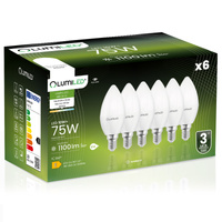 6x LED E14 CANDLE 10W = 75W 4000K neutrální bílá CCD LUMILED žárovka