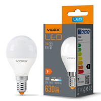 LED žárovka E14 G45 Ball 7W = 50W 630lm 3000K Warm 240° Videx