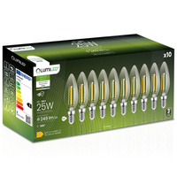 10x LED žárovka E14 Candle B35 2W = 25W 249lm 4000K Neutral 360° FILAMENT LUMILED