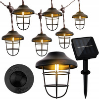 SOLAR GIRLAND 10x kovová lucerna 4.5m zahradní dekorativní 3000K Teplá bílá