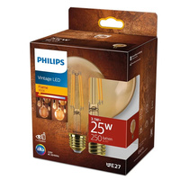 Globe LED Žárovka E27 G95 3.1W = 25W 250lm 1800K Teplá bílá vlákno jantarové PHILIPS