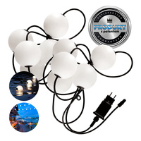 Zahradní venkovní světelný řetěz Girland 10W 700lm 2500K Warm 10x LED White IP67 7,7m Venezia Kobi