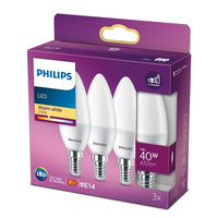 Sada 3x LED svíčková žárovka E14 B35 4,9W = 40W 470lm 2700K Teplá matná PHILIPS