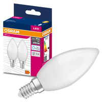 2x LED žárovka E14 B35 4.9W = 40W 470lm 6500K Studená bílá 220° OSRAM HODNOTA