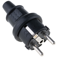 Gumová proudová zástrčka 16A 230V IP44 hermetická pro kabel MINI Uni-Schuko