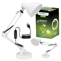 Stolní lampa LED 7W, CCT USB stmívatelná Bílá MARTI LUMILED
