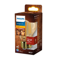 LED žárovka E27 A60 7W = 40W 470lm 1800K Teplá bílá vlákno jantarové PHILIPS