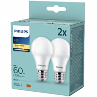 2x LED žárovka E27 A60 8W = 60W 806lm 2700K Teplá bílá PHILIPS