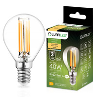 LED žárovka E14 P40 4W = 40W 470lm 3000K Warm 360° Filament LUMILED