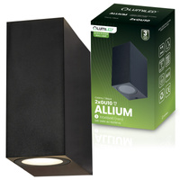 Zahradní nástěnná lampa 2x GU10, čtvercové Černá ALLIUM LUMILED