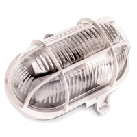 LED světlo E27 CHANNEL Garážové světlo Oval 60W Mřížka Plast IP44 Bílá KOBI