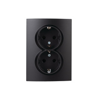 Síťová zásuvka dvojitá 16A s uzemněním obdélníková černá LOGI Kanlux