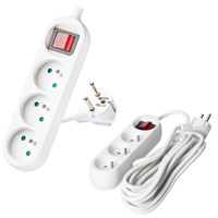 Síťový prodlužovací kabel 3 x uzemněná zásuvka Power Strip On/Off Switch 5m White Linea Kobi