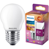LED kulová žárovka E27 P45 3.4W = 40W 470lm 2700 Teplá bílá vlákno Mléčné PHILIPS Stmívatelné