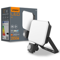 LED reflektor 30W 2850lm 5000K studená bílá se senzorem pohybu a soumraku černý s mléčným stínítkem Videx