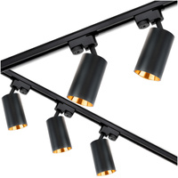 Osvětlovací lišta 3m + 5x reflektor lištový, GU10 Černá Zlatý SAGI + Spojka L LUMILED